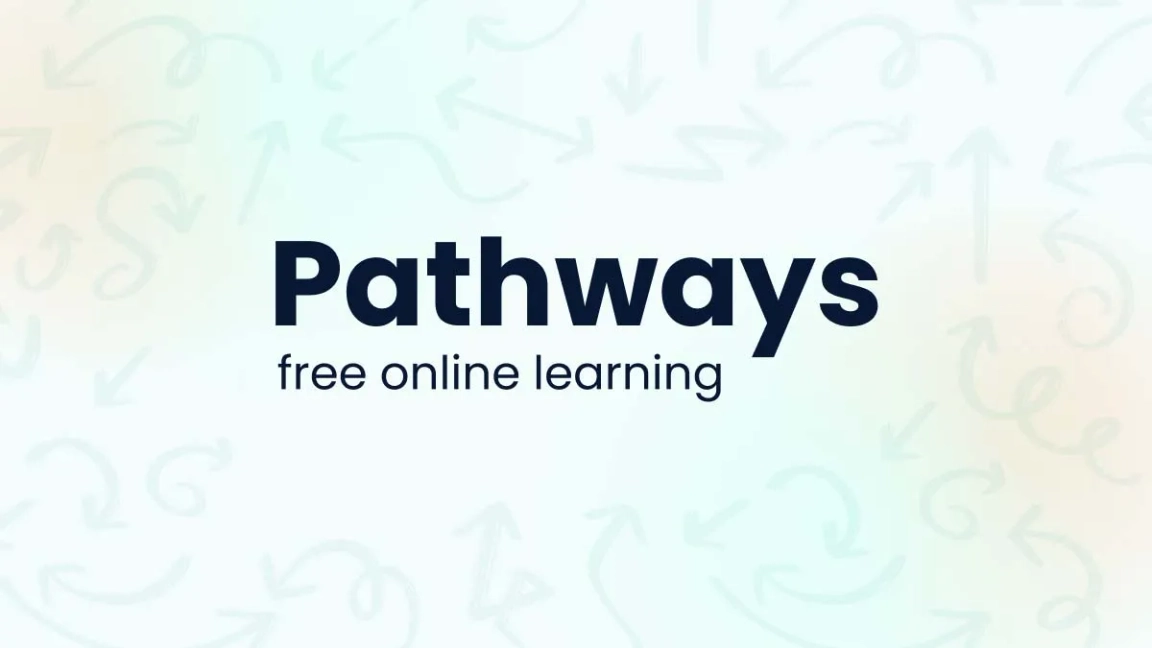 Big text says 'Pathways'. Small text says 'Free online learning'