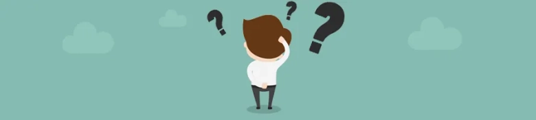 Illustration of a confused person with question marks above their head, symbolizing uncertainty during an interview.