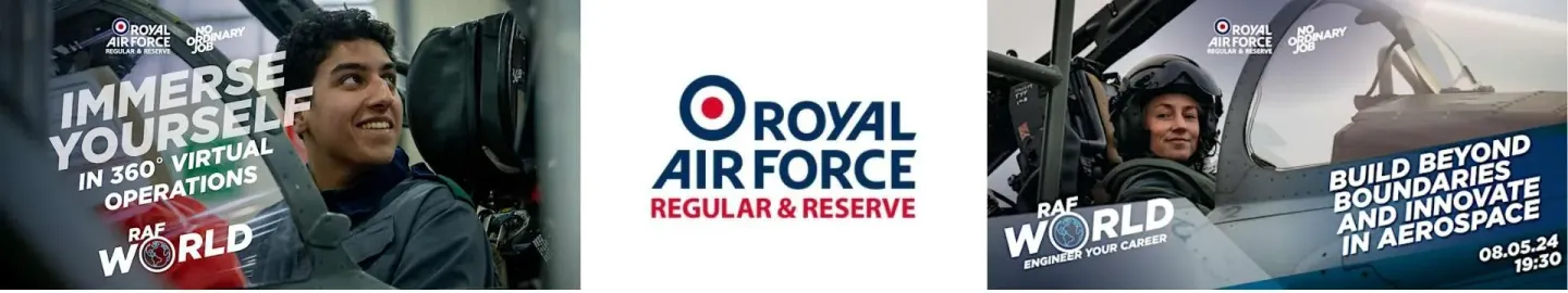 RAF World: Engineer your Career. Free online admission. 8 May at 1930 image