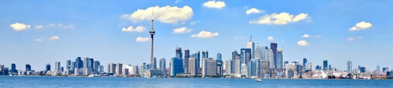 A view of Toronto, Canada from the sea.