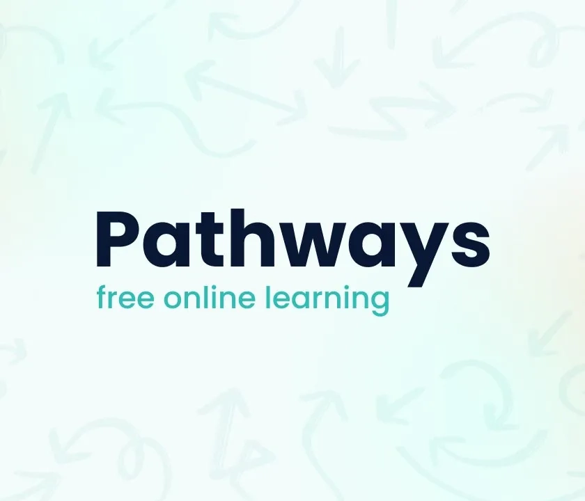 A graphic with the word 'Pathways'. 