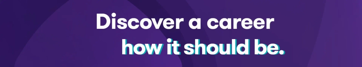 Promotional banner with the text "Discover a career how it should be" on a purple background for Grant Thornton UK.