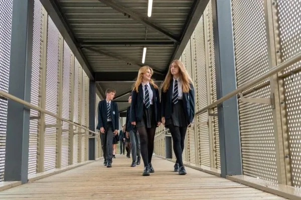 schoolgirls walking 