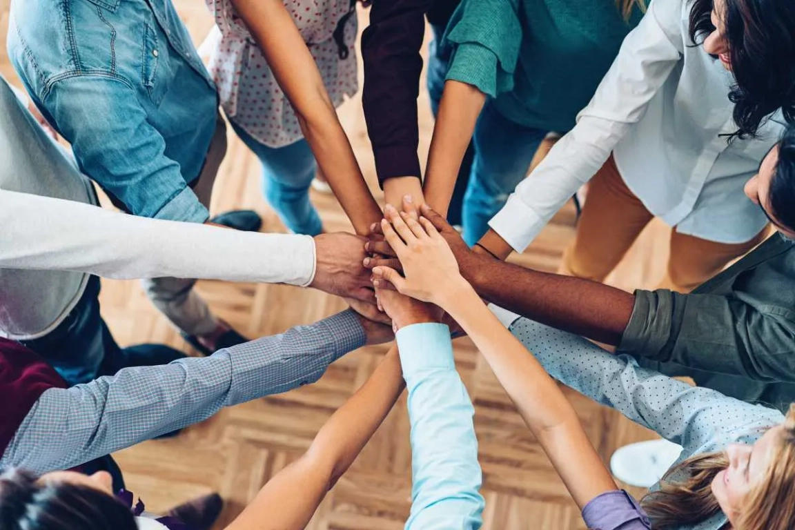 team huddle hands