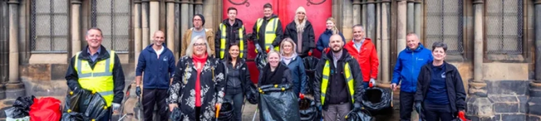 BAE Systems' employees litter picking as part of its Keep Scotland Beautiful partnership