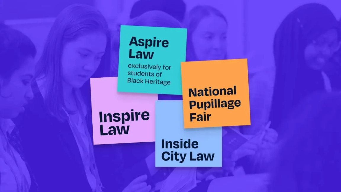 Promotion for the targetjobs law careers events: Inspire Law, Aspire Law, Inside City Law and the National Pupillages Fair 