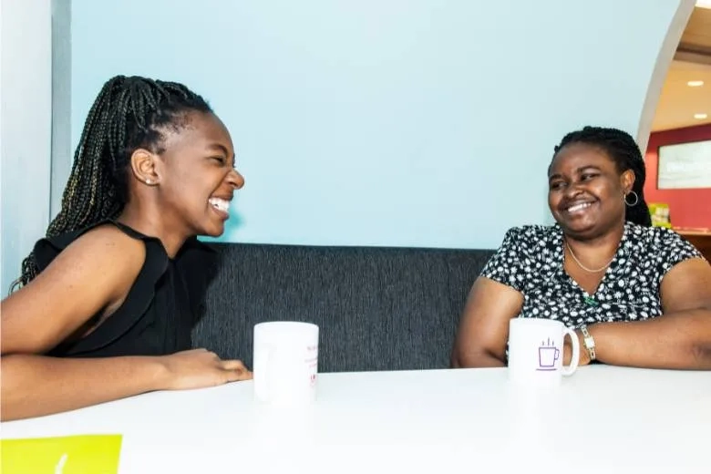 Two women talking