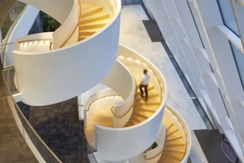 Winding staircase further into Societe Generale's office building