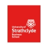 Logo of University of Strathclyde Business School on a red background