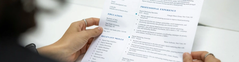 hands holding a CV