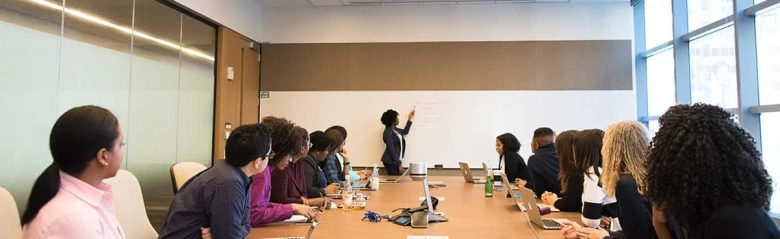 Meeting taking place in modern office