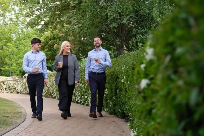 Three people taking a walk