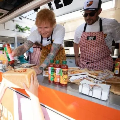 ed sheeran serving pancakes