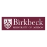 Birkbeck, University of London logo with shield and text on maroon background