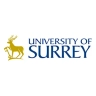 Logo of the University of Surrey featuring a stylized stag above the institution's name in blue lettering.
