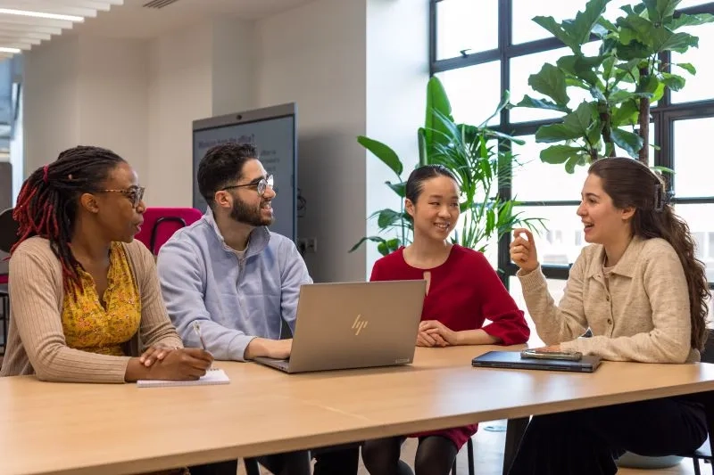 A group people having a discussion