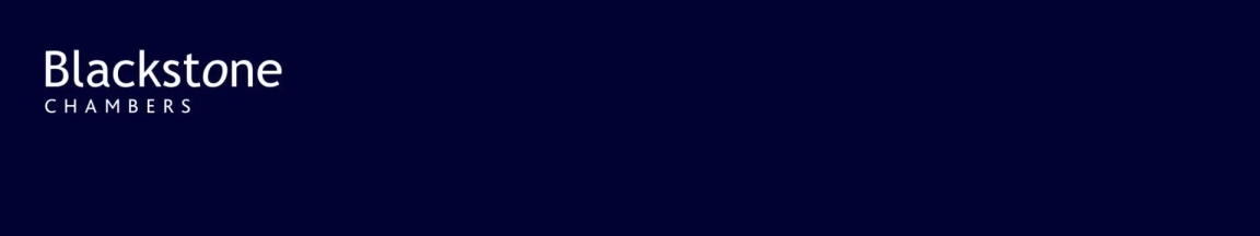 Blackstone Chambers logo on a dark blue background