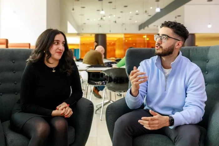 Two people having a conversation