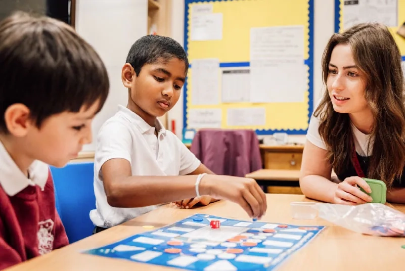Teacher and her students in class