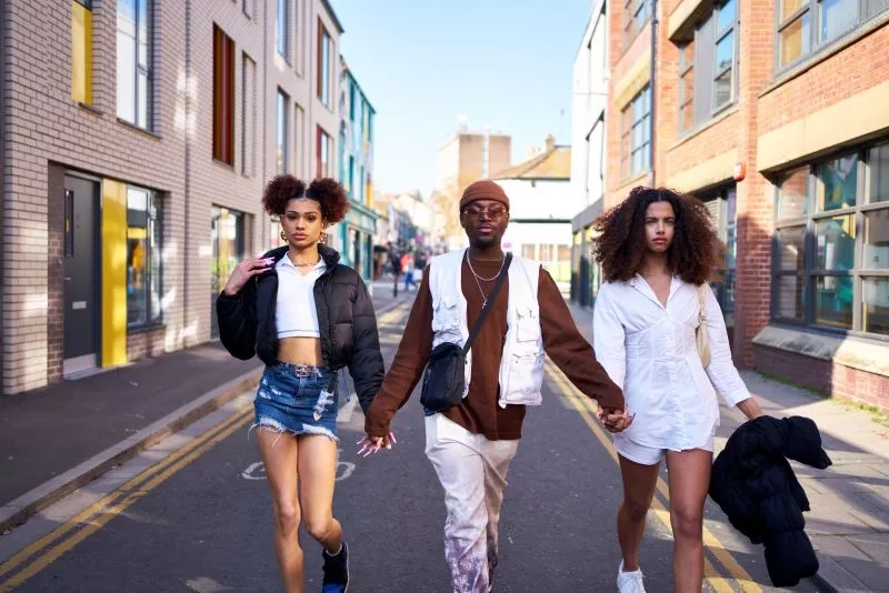 Three people walking
